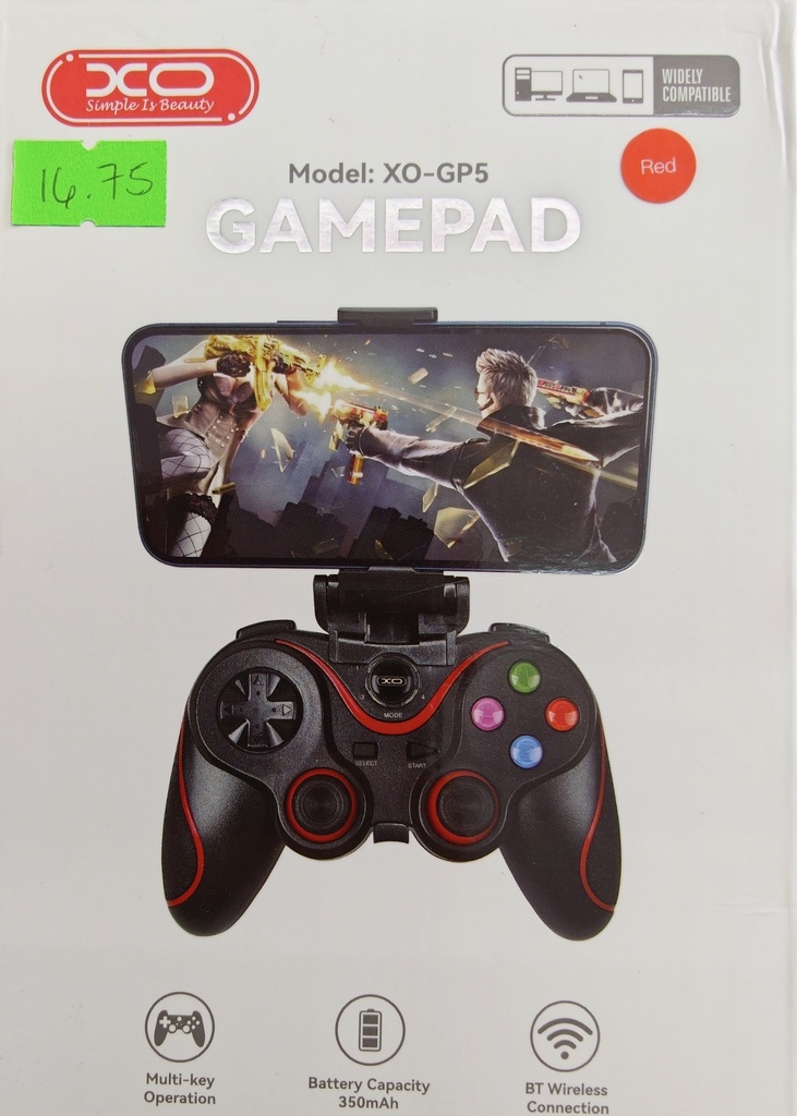 CONTROL XO-GP5 COMPATIBLE PS4 COLOR NEGRO Y ROJO