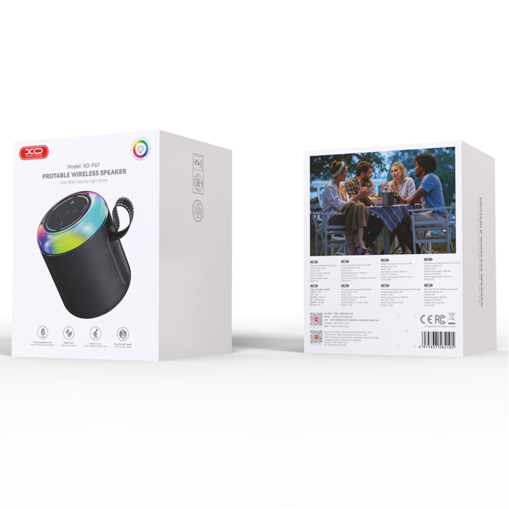 BOCINA XO F67 CON LED COLOR NEGRO