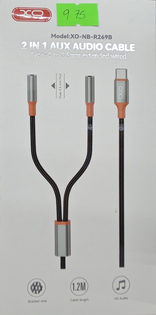 CABLE XO -NB-R269B TIPO C CON DUAL AUXILIA 3.5 1.2M