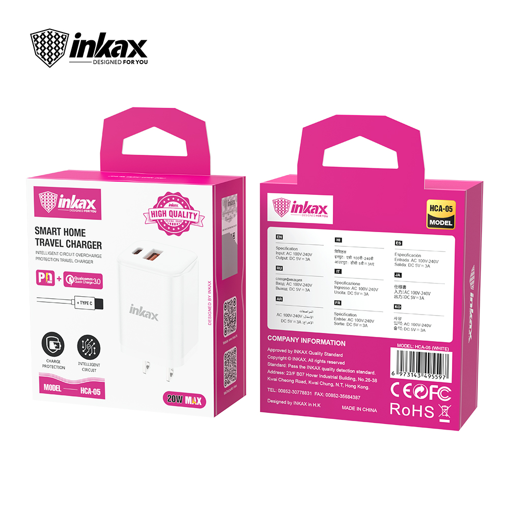 CARGADOR INKAX HCA-05 CALE TIPO A A TIPO C