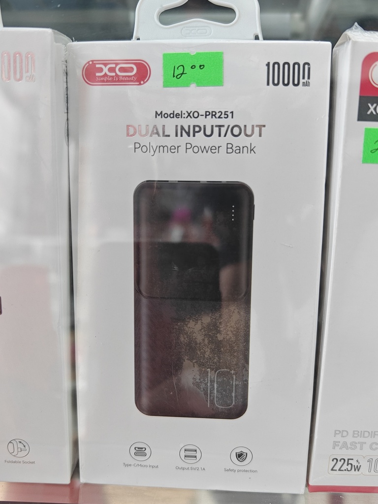 CARGADOR PORTACTILES XO PR251 10000MAH NEGRO