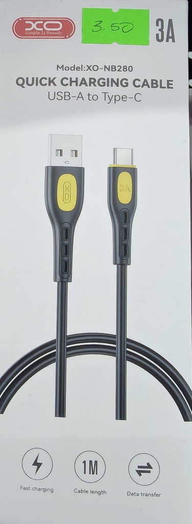 CABLE XO NB 280 TIPO C 1M 3A NEGRO