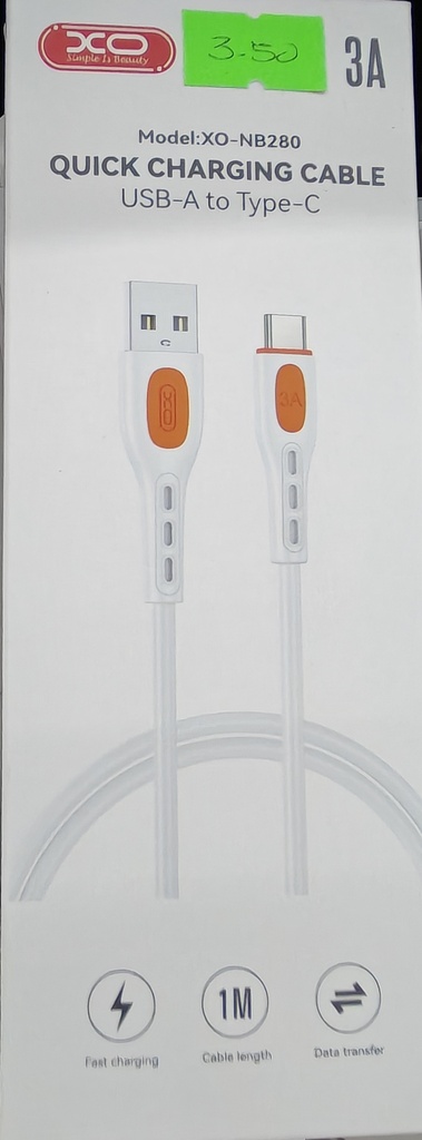 CABLE XO NB 280 TIPO C 1M 3A BLANCO