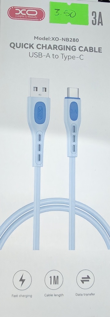CABLE XO NB 280 TIPO C 1M 3A AZUL