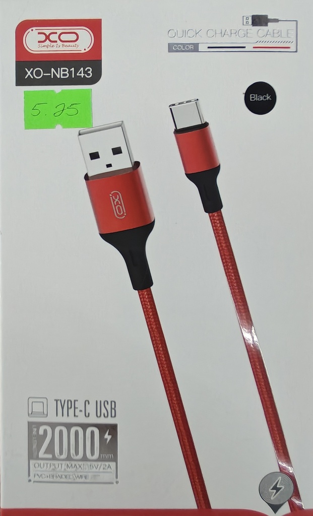 CABLE XO NB143 NEGRO TIPOC 2M