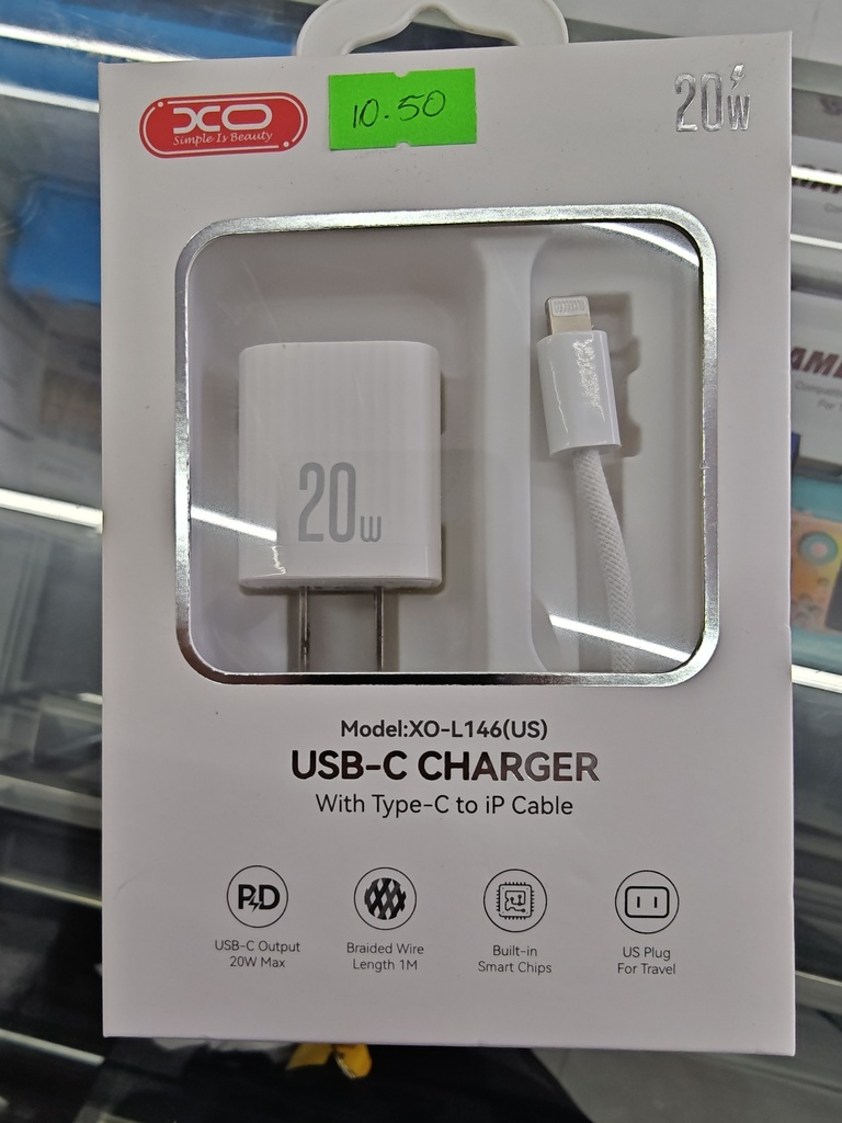 CARGADOR XO L146 PD 20W CON CABLE TIPO CA IP