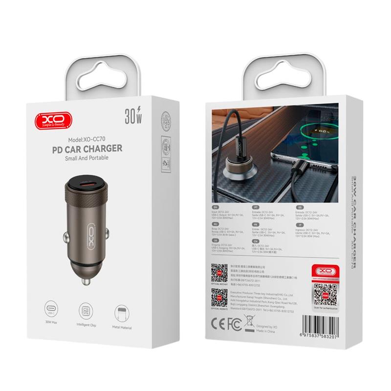 CARGADOR CARRO XO-CC70 SOLO 30W