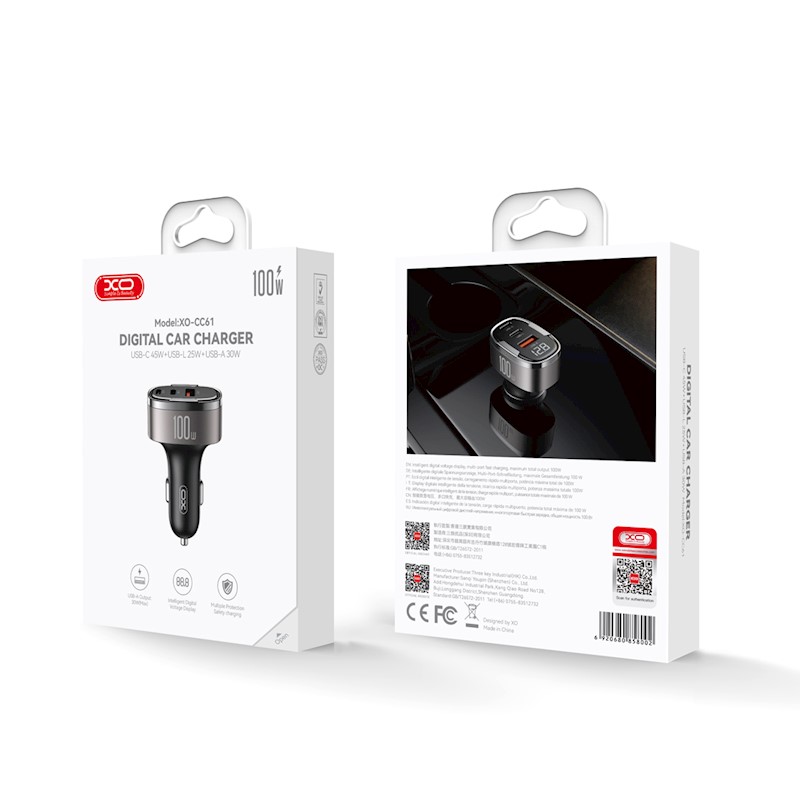 CARGADOR CARRO XO-CC61 100W COLOR NEGRO