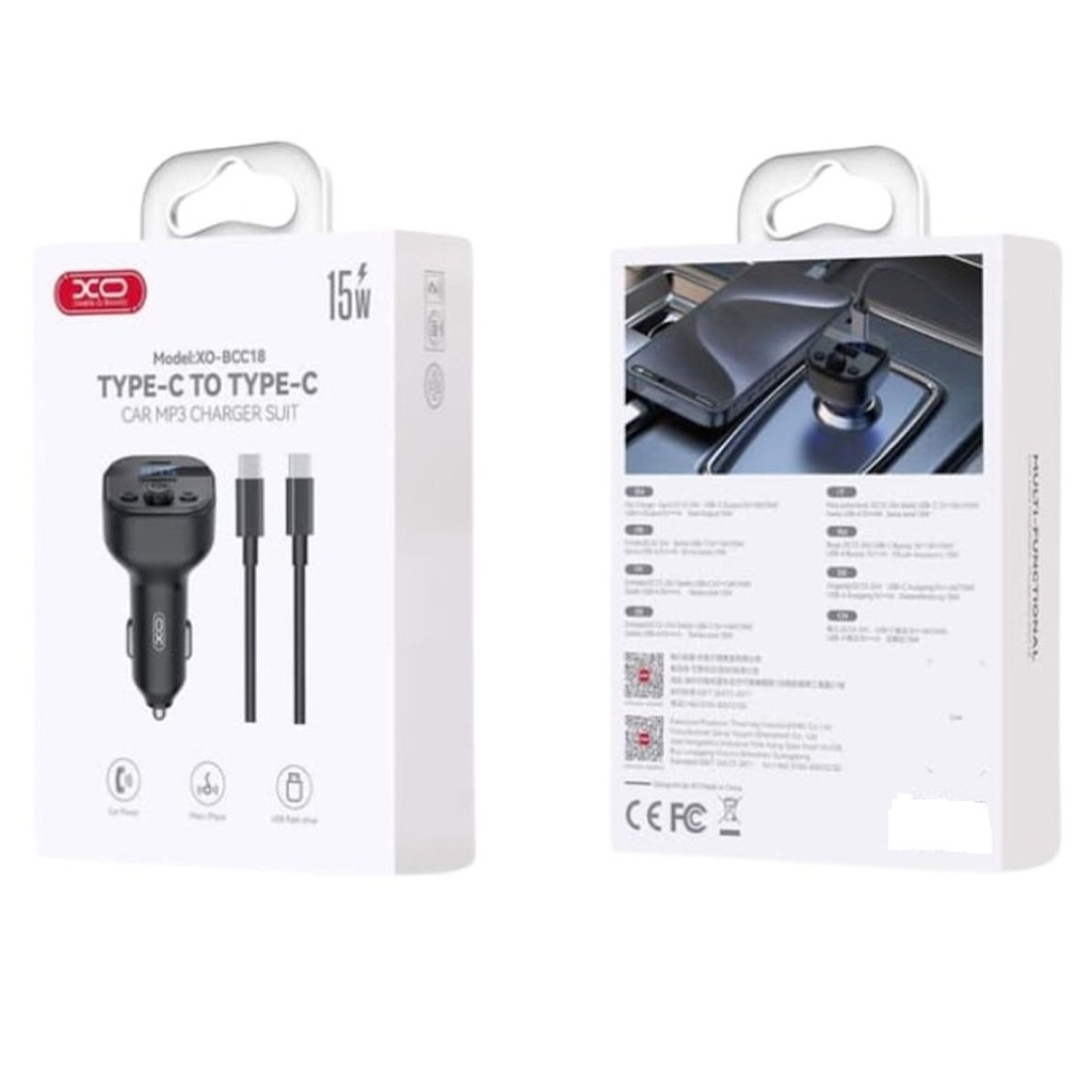 CARGADOR CARRO CON BLUETOOTH XO-BCC18 CON CABLE TIPO C