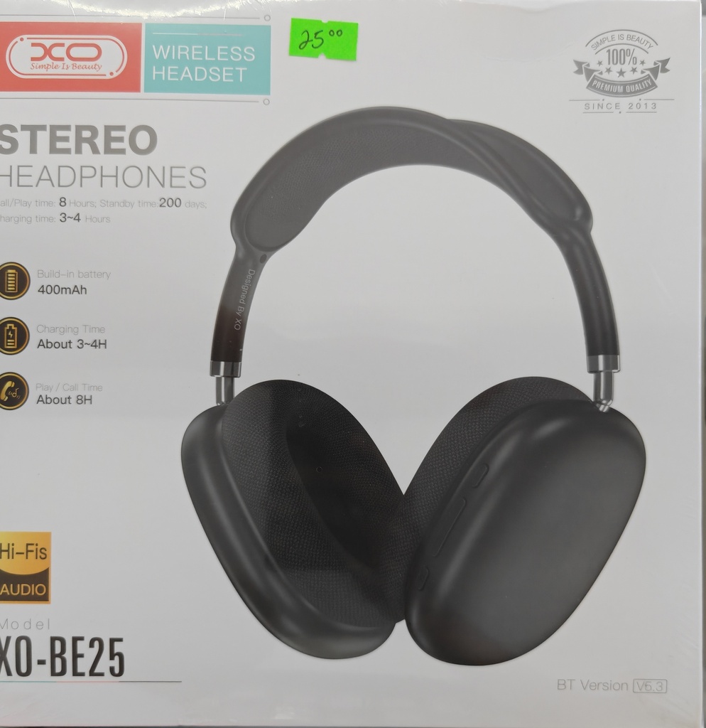 AUDIFONO XO BE25 GRANDE CON BLUETOOTH COLOR NEGRO