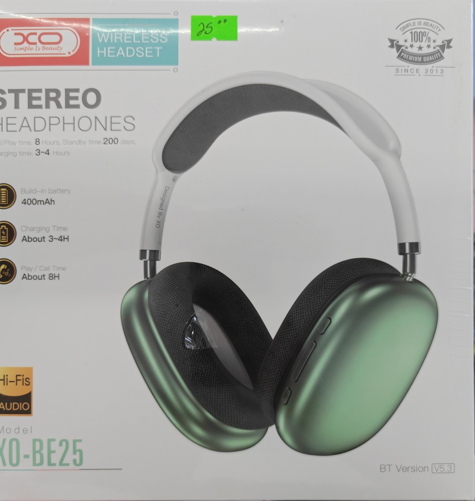 AUDIFONO XO BE25 GRANDE CON BLUETOOTH COLOR VERDE