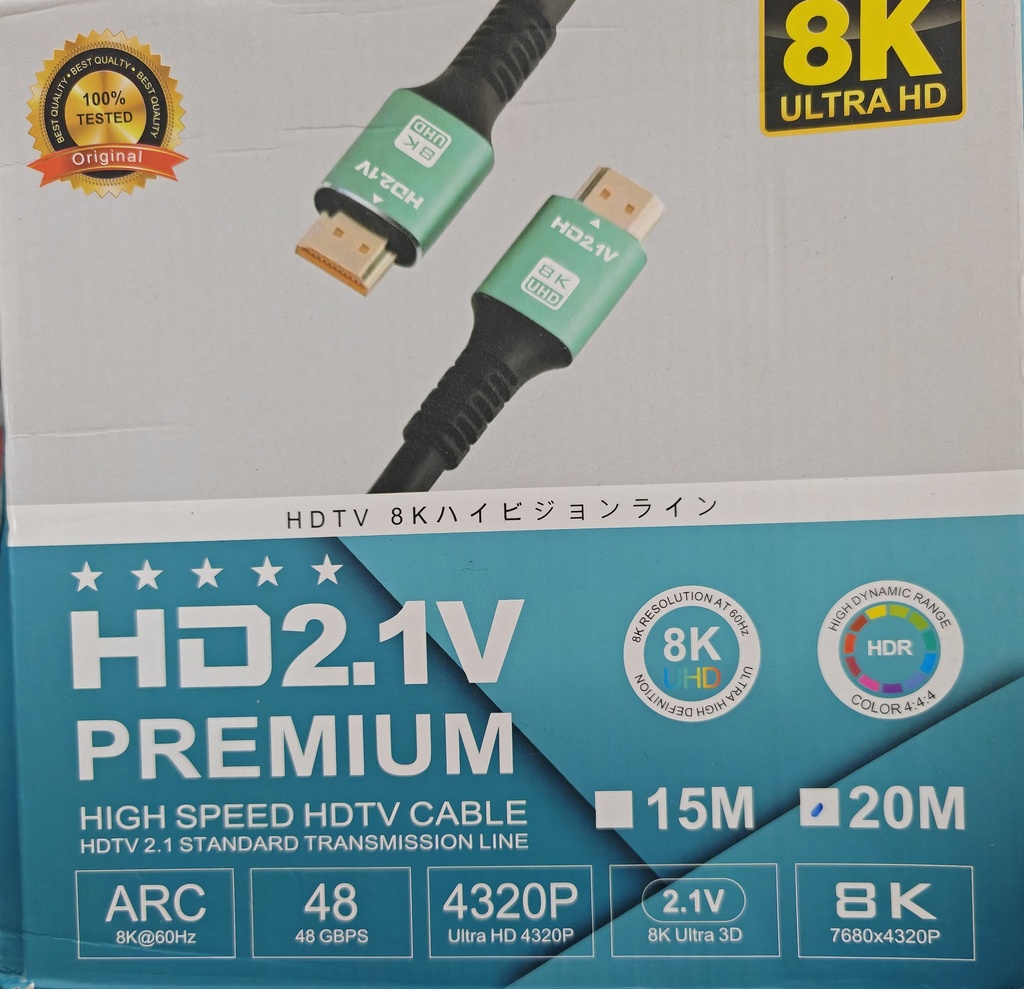 CABLE DE HDMI 20M PREMIUM HD 2.1V 8K