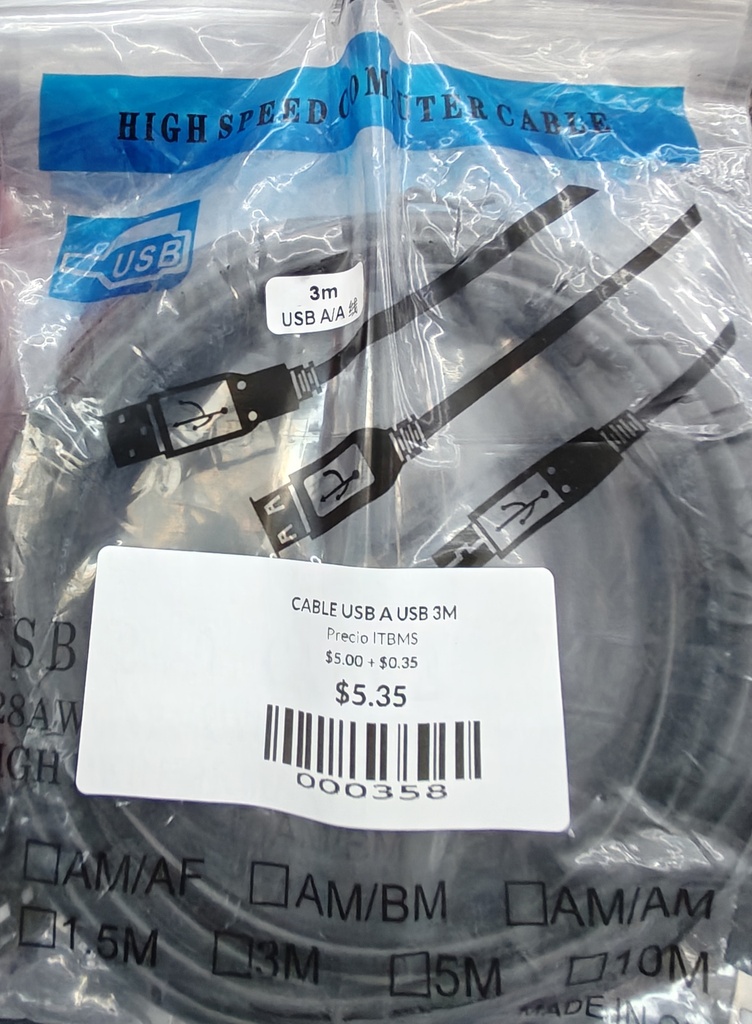 CABLE USB A USB 3M