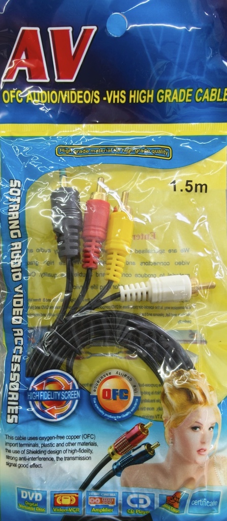 CABLE RCA 3-AUX 1.5M