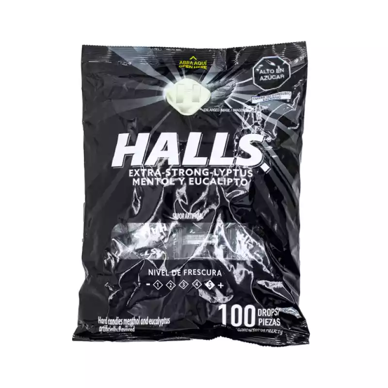 HALLS PEPA NEGRA 100U