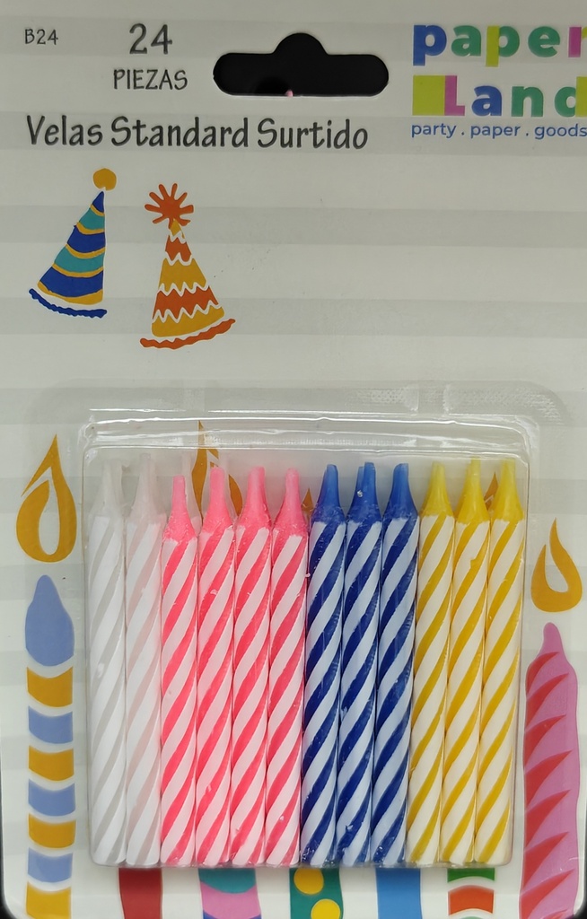 B24 VELAS STANDARD SURTIDO 7452102874523