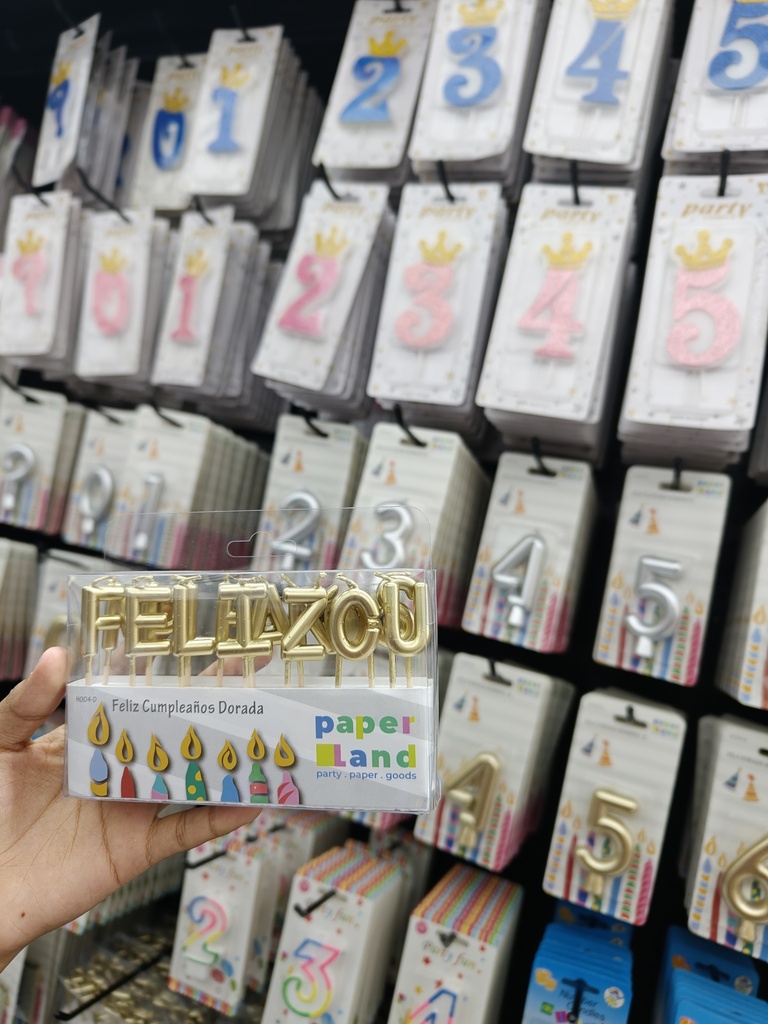 H004 VELAS FELIZ CUMPLEAÑOS DORADO 7452102874257