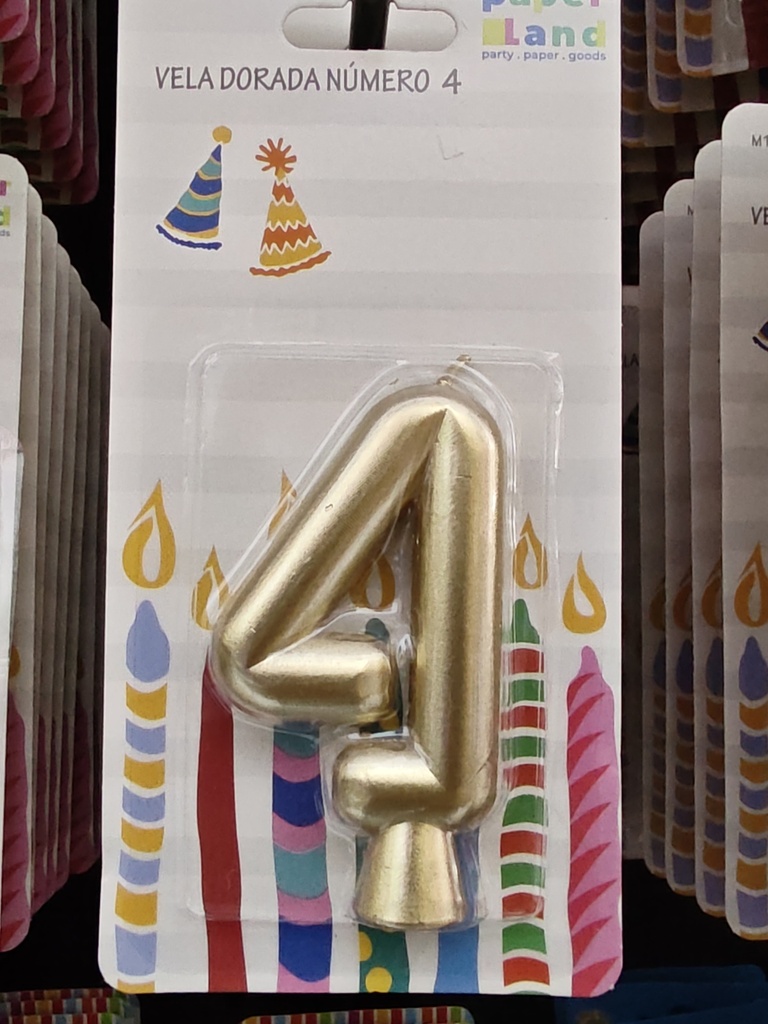 M137-4 VELAS NUMERO 4 DORADA 7452102874370