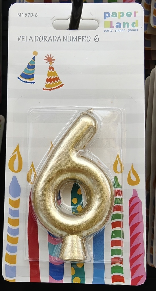 M137-6 VELAS NUMERO 6 DORADA 7452102874356