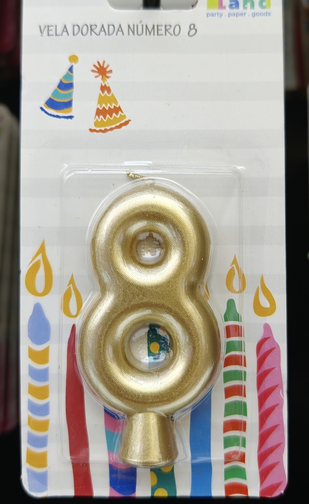M137-8 VELAS NUMERO 8 DORADA 7452102874332