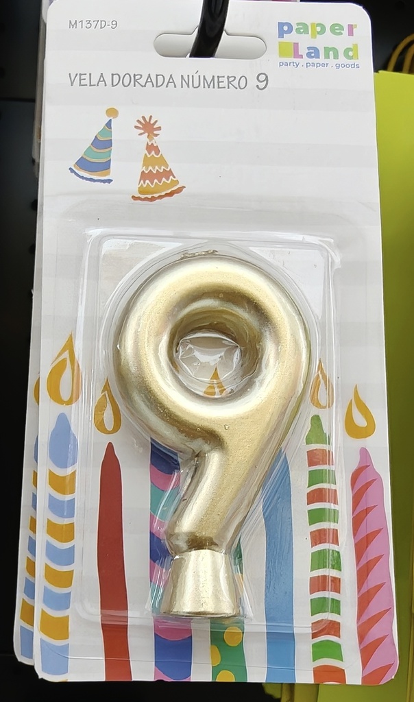 M137-9 VELAS NUMERO 9 DORADA 7452102874325