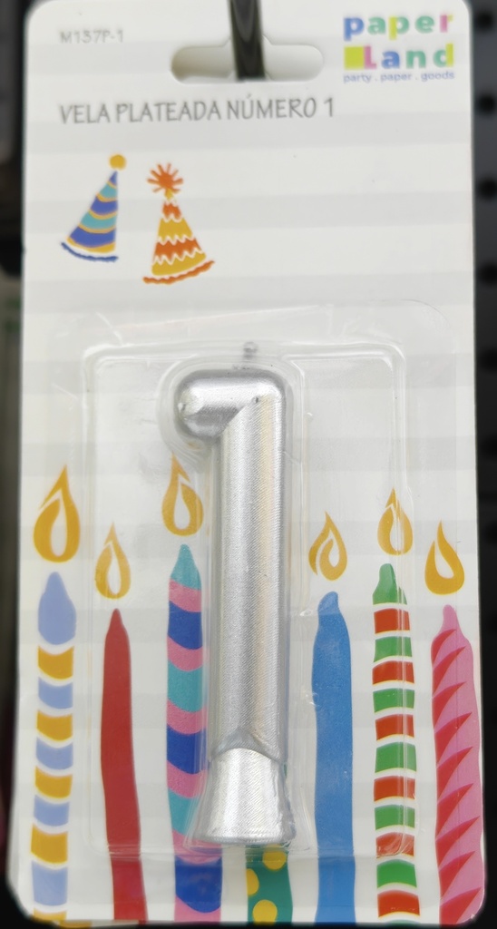 M137P-1 VELAS NUMERO PLATEADA No. 1 7452102875308