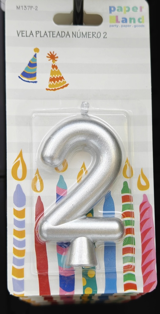 M137P-2 VELAS NUMERO PLATEADA No. 2 7452102875315