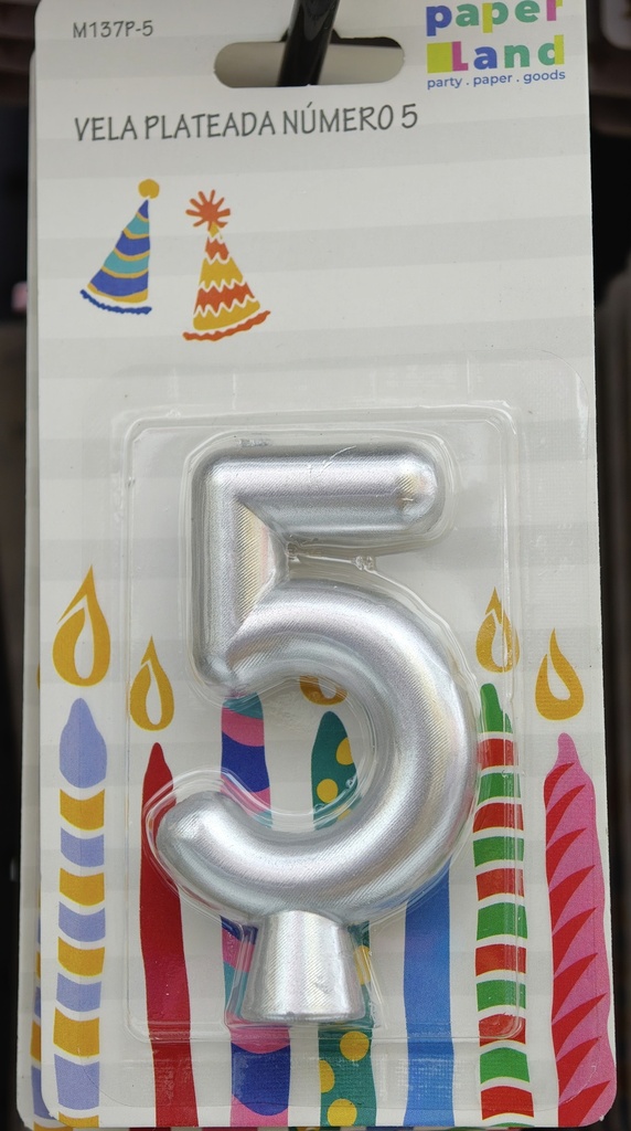 M137P-5 VELAS NUMERO PLATEADA No. 5 7452102875346