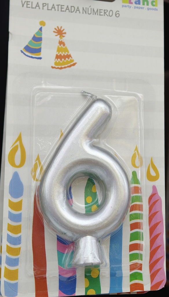M137P-6 VELAS NUMERO PLATEADA No. 6 7452102875353
