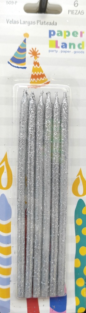 S09-P VELAS LARGAS PLATEADAS 7452102874561