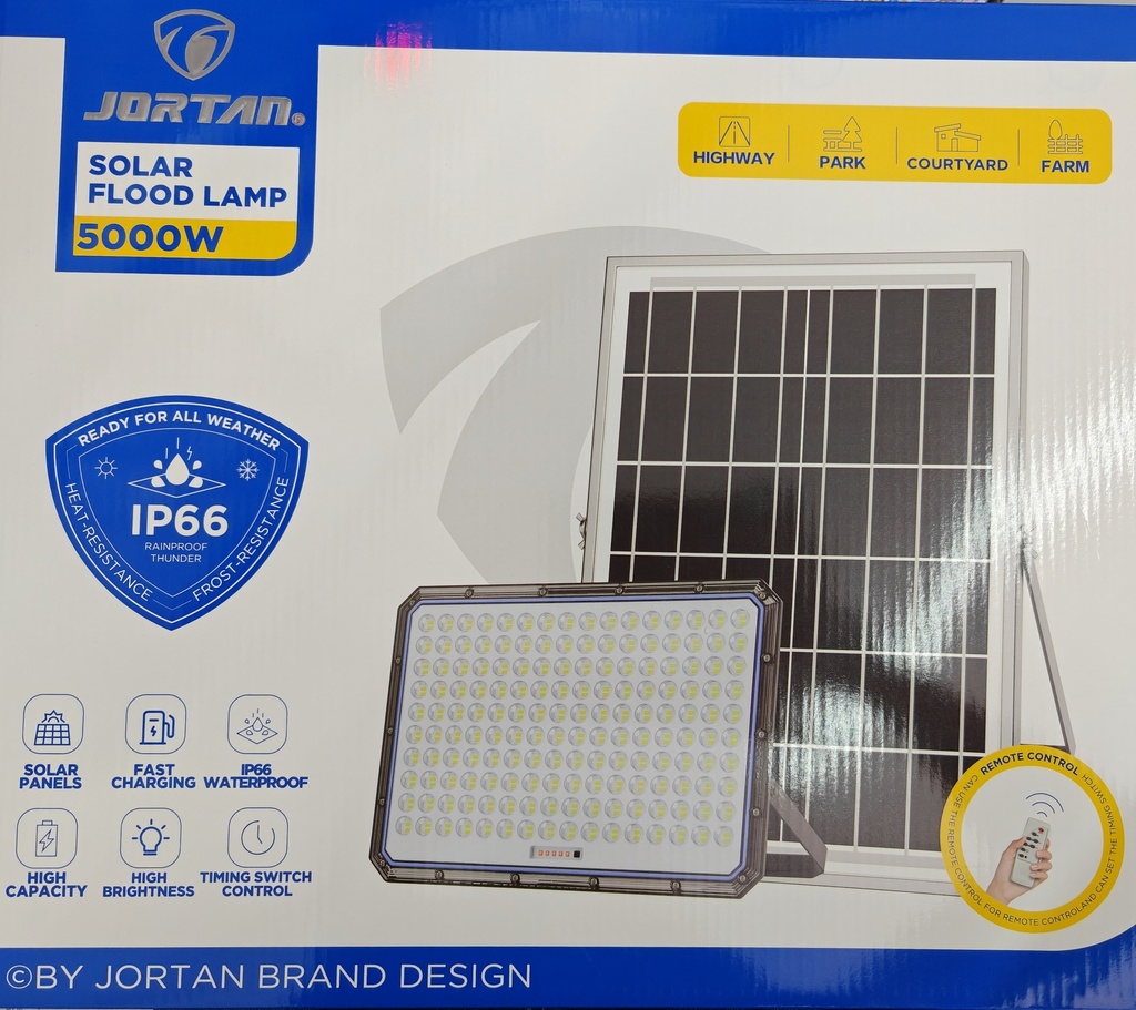 LAMPARA JORTAN CON PANEL SOLAR JT-935000 5000W