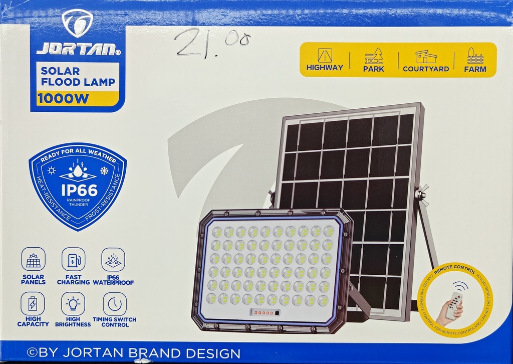LAMPARA JORDAN CON PANEL SOLAR JT-931000 1000W
