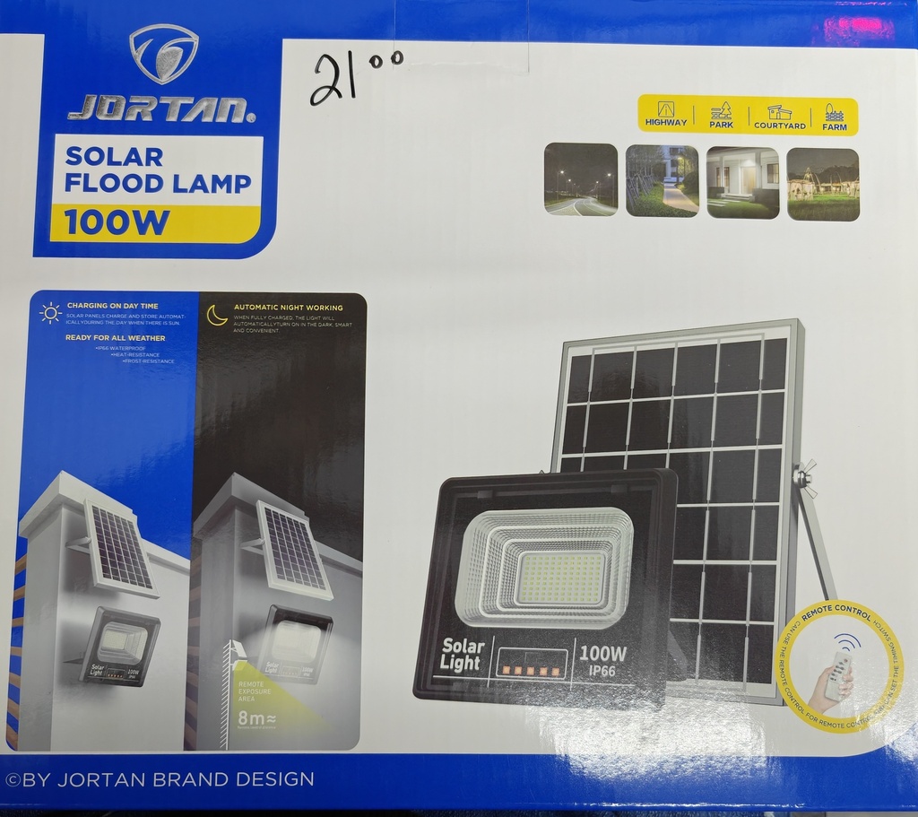 LAMPARA JORDAN CON PANEL SOLAR JT-91001 100W