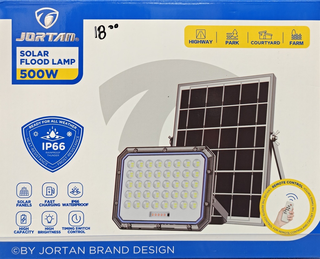 LAMPARA JORDAN CON PANEL SOLAR JT-93500 500W
