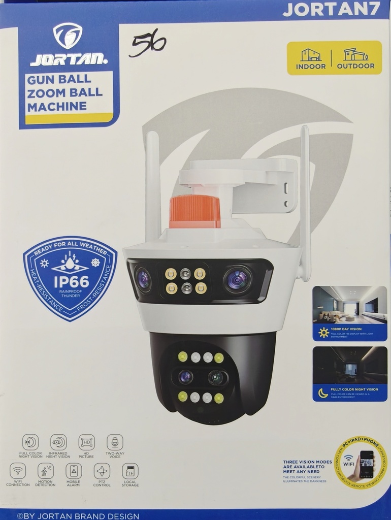 CAMARA SEGURIDAD JORTAN 7A 1200W 4 CAMARA 2 ANTENA