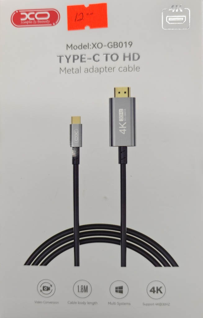 CABLE XO GB019 TIPO C A HDMI