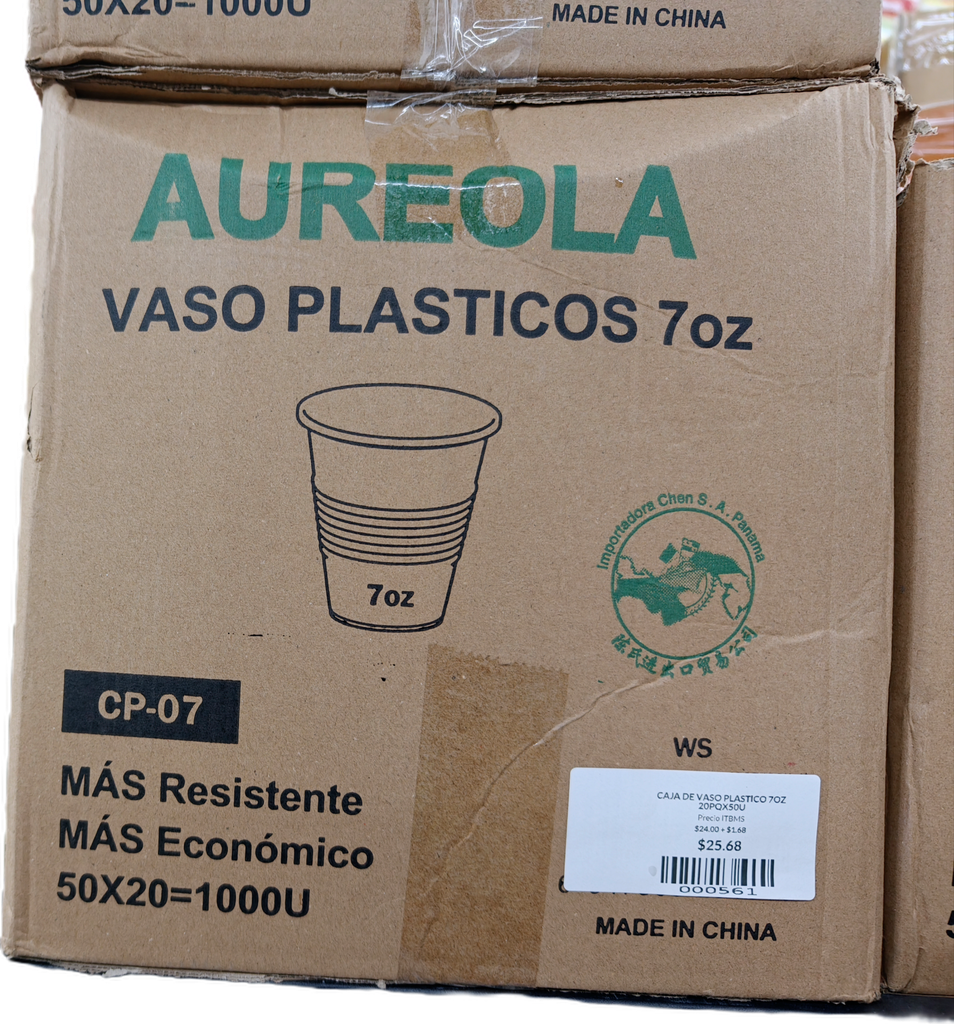 CAJA DE VASO PLASTICO 7OZ 20PQX50U