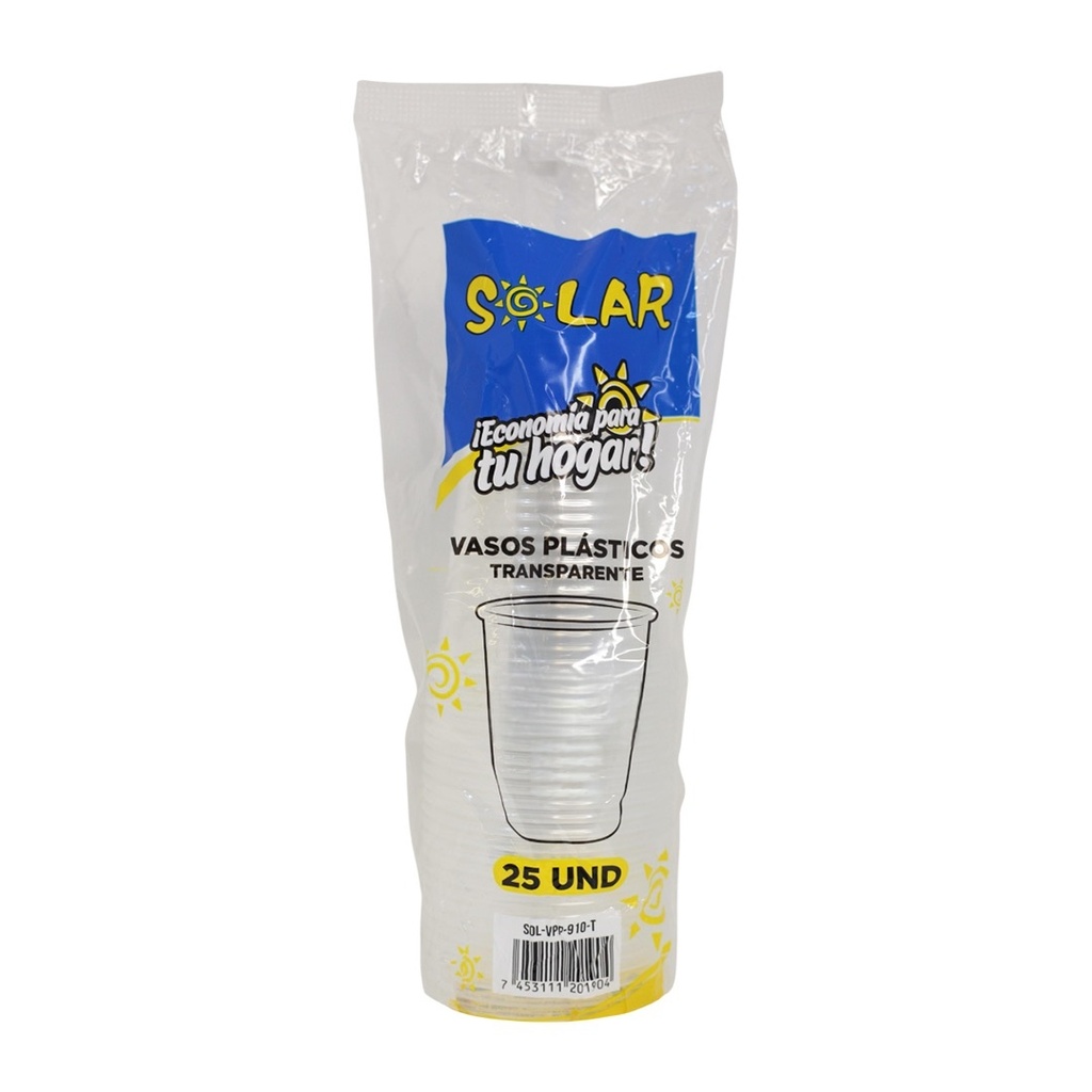 VASO PLASTICO SOLAR 12OZ 25U