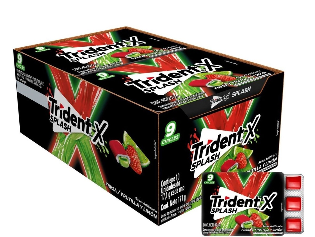 TRIDENT SPLASH FRESA/LIMON 10U