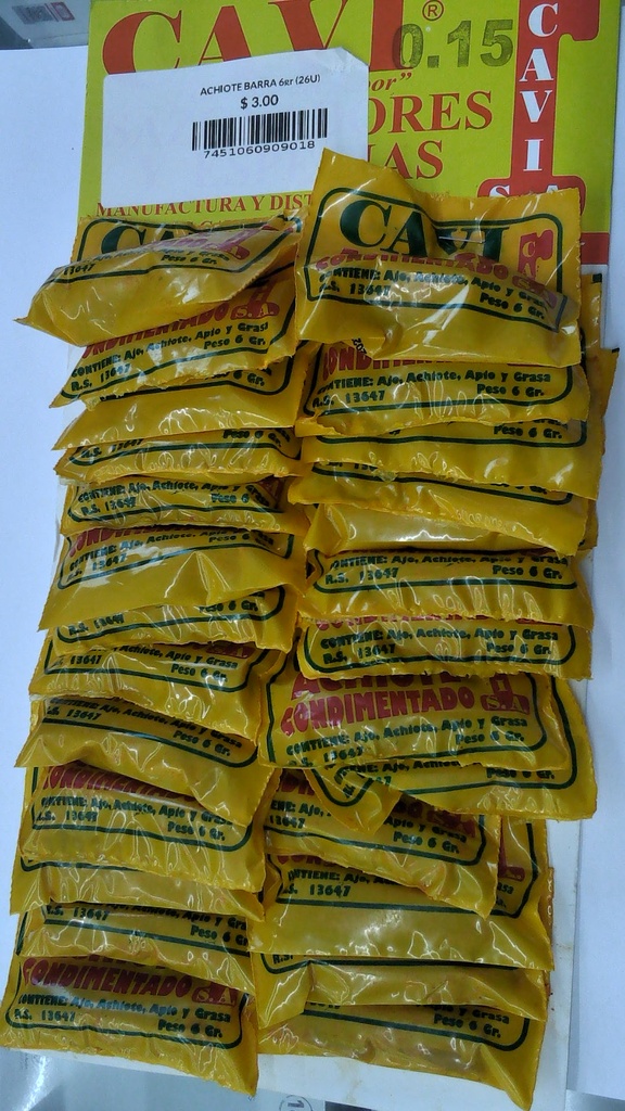 CARTON ACHIOTE BARRA CAVI 6gr (26U)