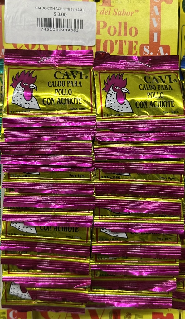 CARTON CALDO CON ACHIOTE CAVI 8gr (26U)