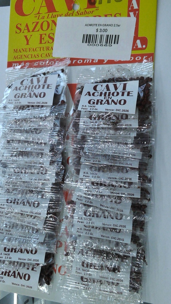 ACHIOTE EN GRANO 2.5gr 