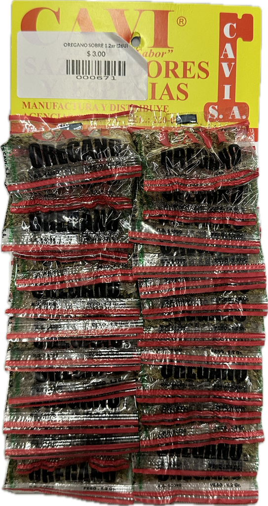 CARTON OREGANO SOBRE CAVI 1.2gr (26U)
