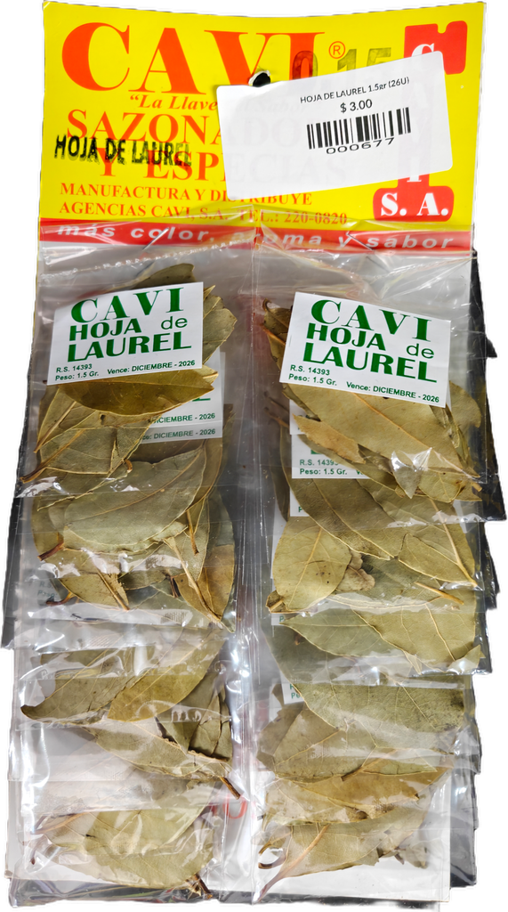 CARTON HOJA DE LAUREL CAVI 1.5gr (26U)