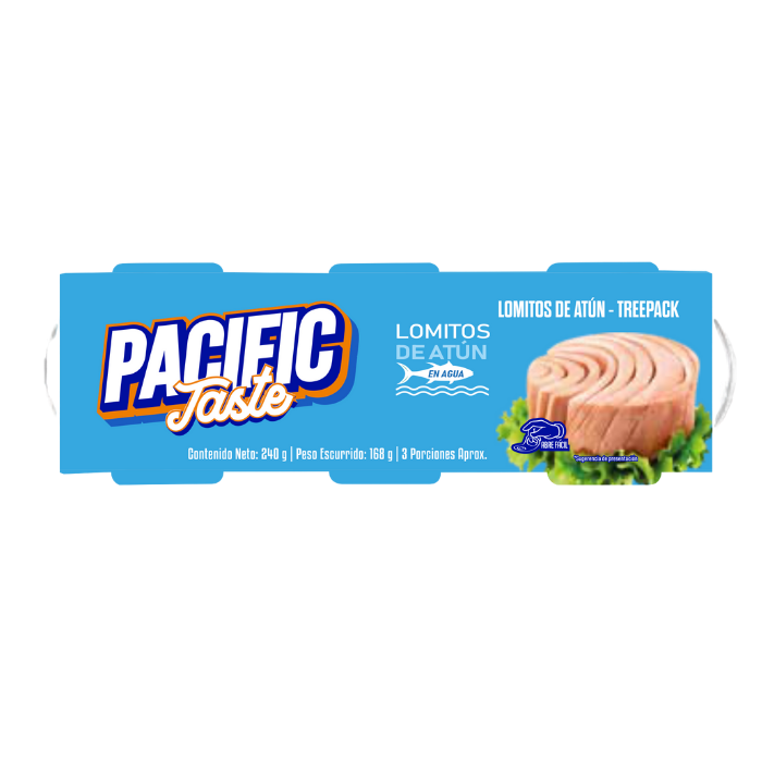 TREEPACK PACIFIC TASTE LOMITOS DE ATUN EN AGUA REDONDO 240-168G