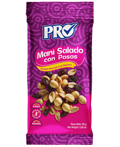 MANI SALADO CON PASAS 80G