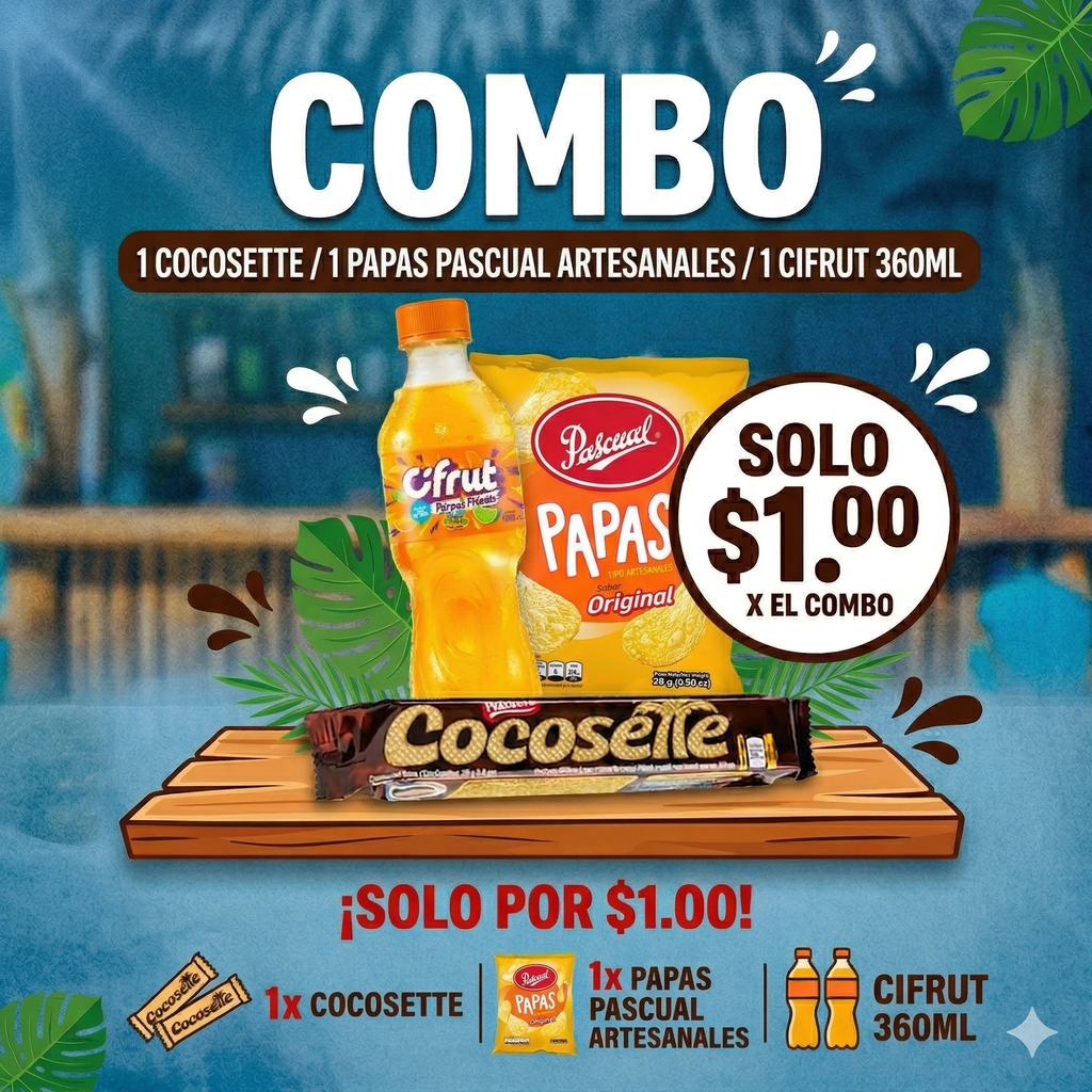 COMBO #2 COCOSETTE, PAPAS, JUGO X1