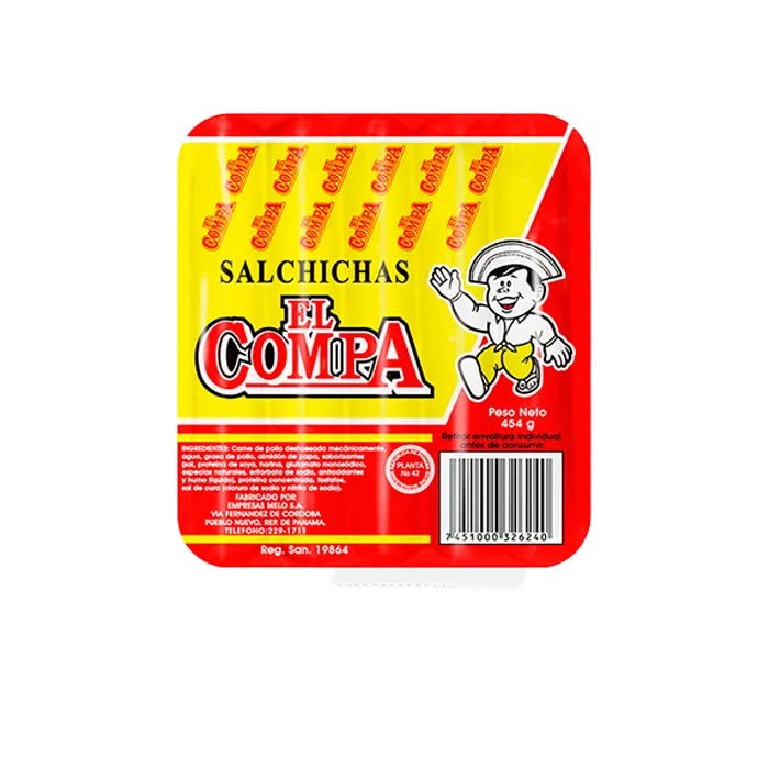 SALCHICHAS EL COMPA DE POLLO 6U (MELO) 226.80G