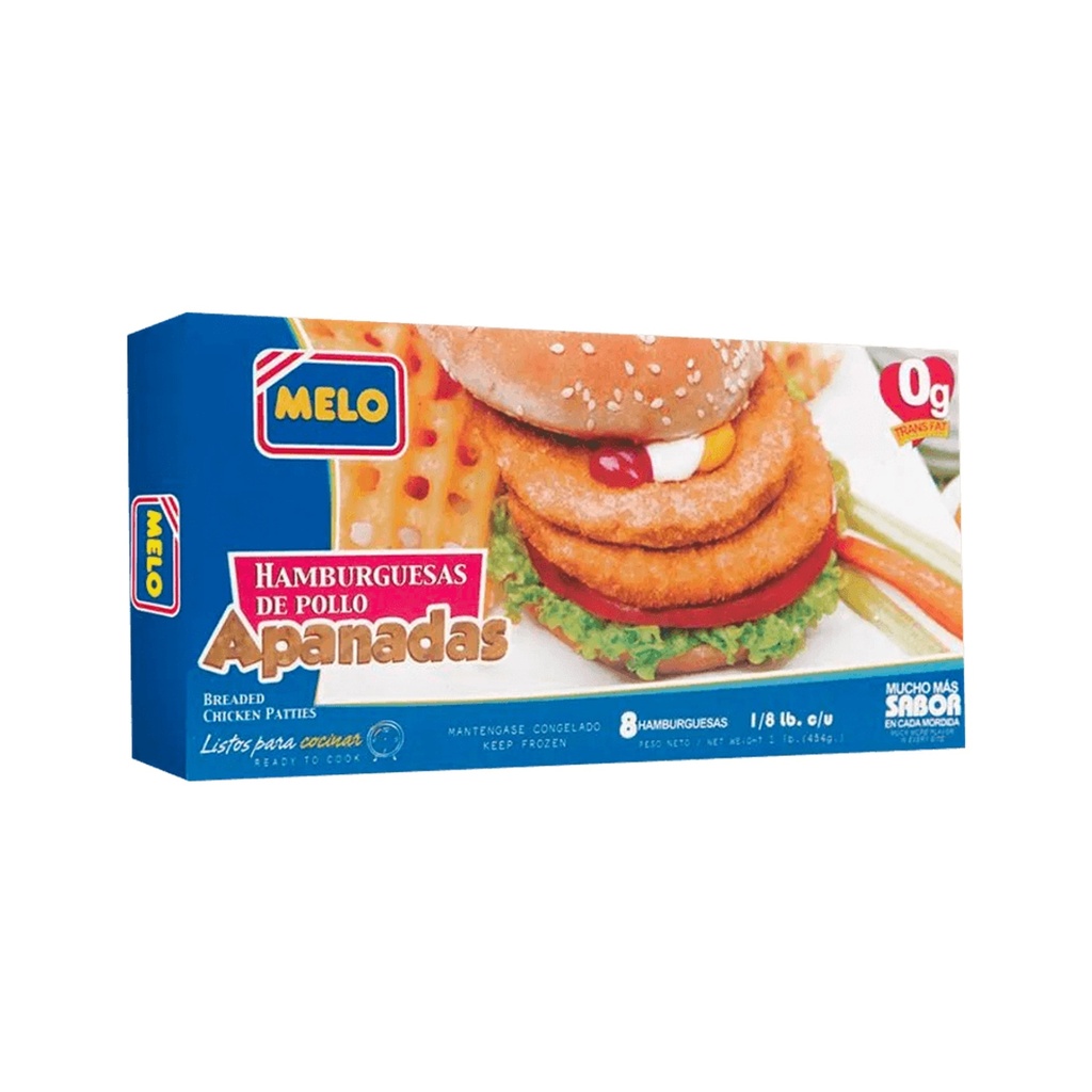HAMBURGUESAS DE POLLO APANADAS 454G