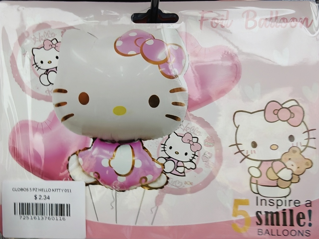 GLOBOS 5 PZ HELLO KITTY (MS-73-011)
